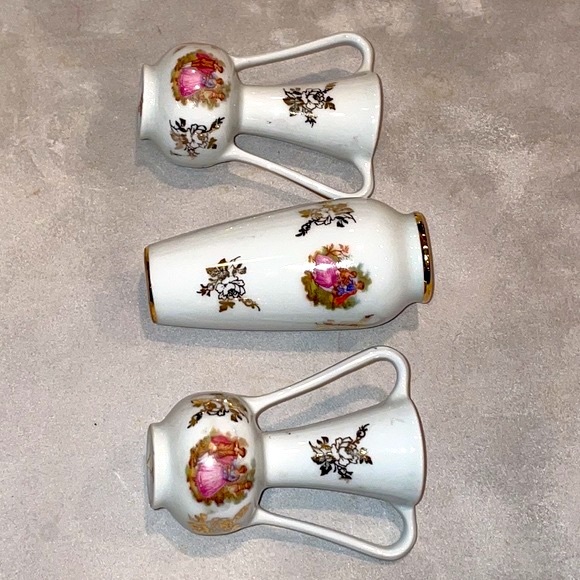 Limoges Collection of 3 Vintage Miniature F & M Bud Vases Made in France EUC - Picture 10 of 11